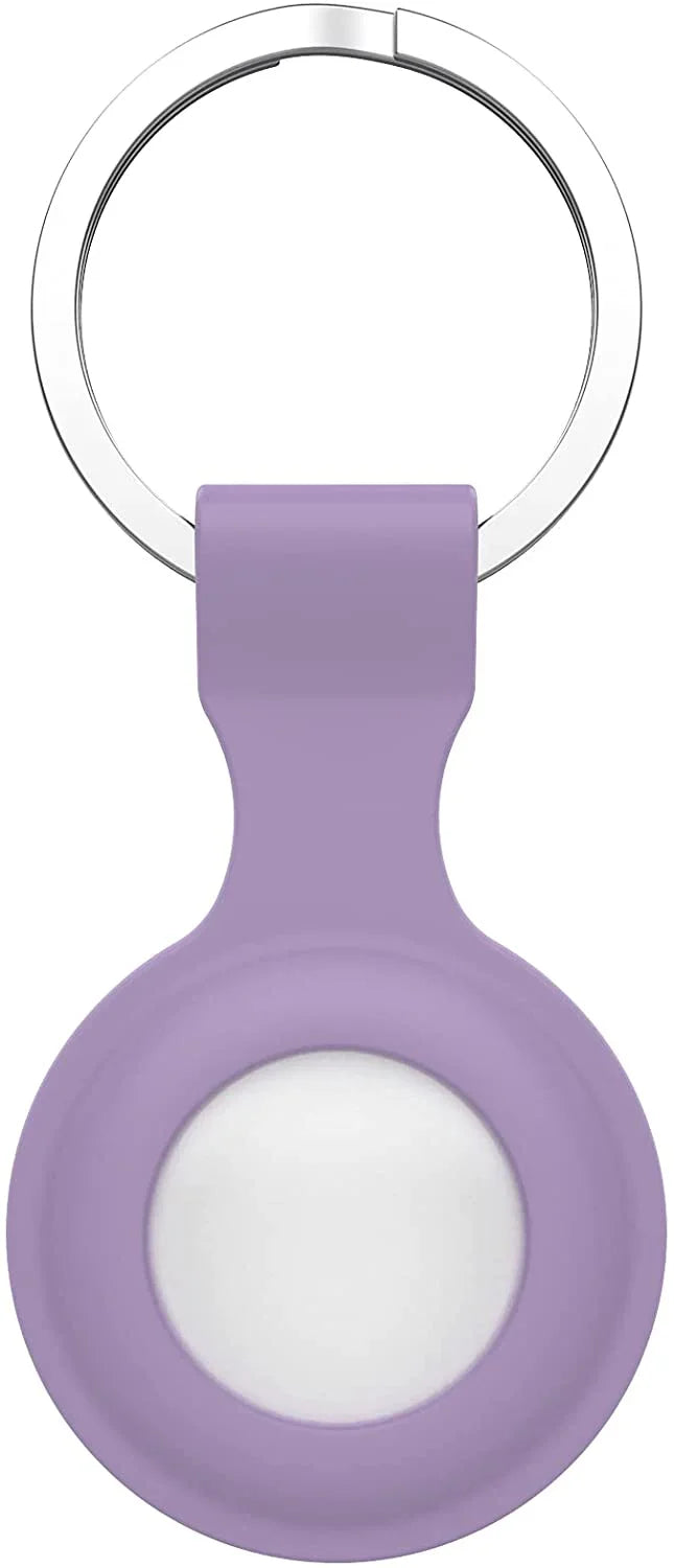 AirTag Silicone Loop With Steel Ring - 2 Pcs Set - Black And Purple - Tashqila AirTag Silicone Loop With Steel Ring - 2 Pcs Set - Black And Purple - Tashqila
